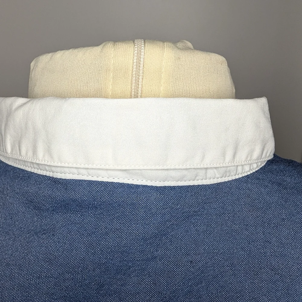 J. Crew Marie Marot Women's Blue Blouse with White Collar - Picture 8 of 10